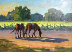 Barbara Lawrence Oil Painting Landscape Horses